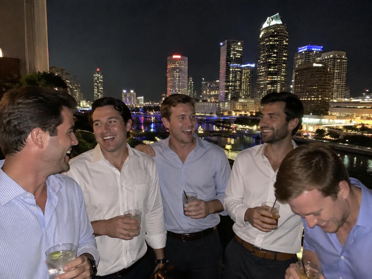 Bachelor party on a rooftop in downtown Tampa