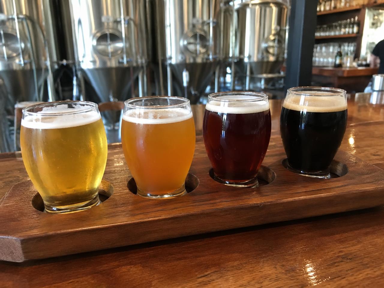 A tasting flight at a local taproom